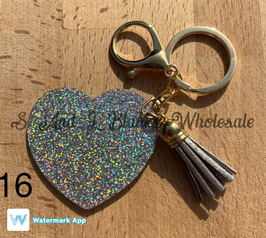 Glitter Heart Keyrings