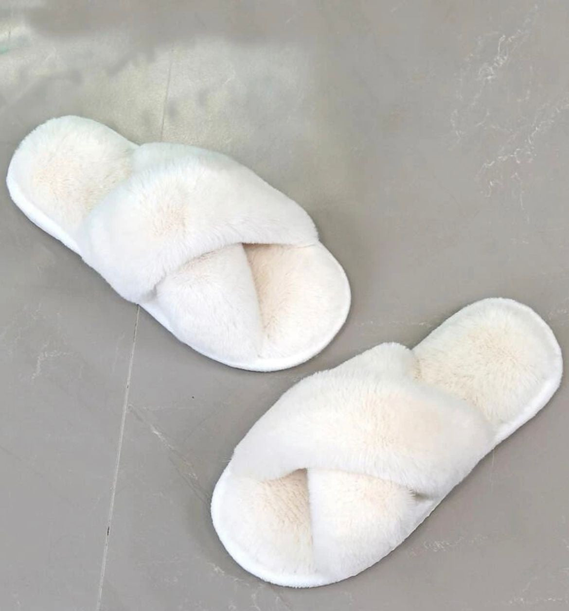 Slippers - cross over fluffy in 5 colours