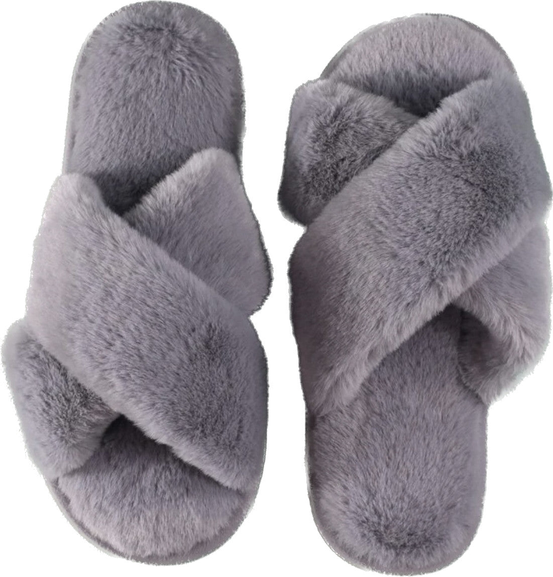 Slippers - cross over fluffy in 5 colours