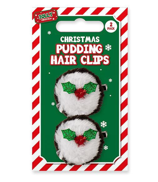 Christmas Pudding Hair Clips