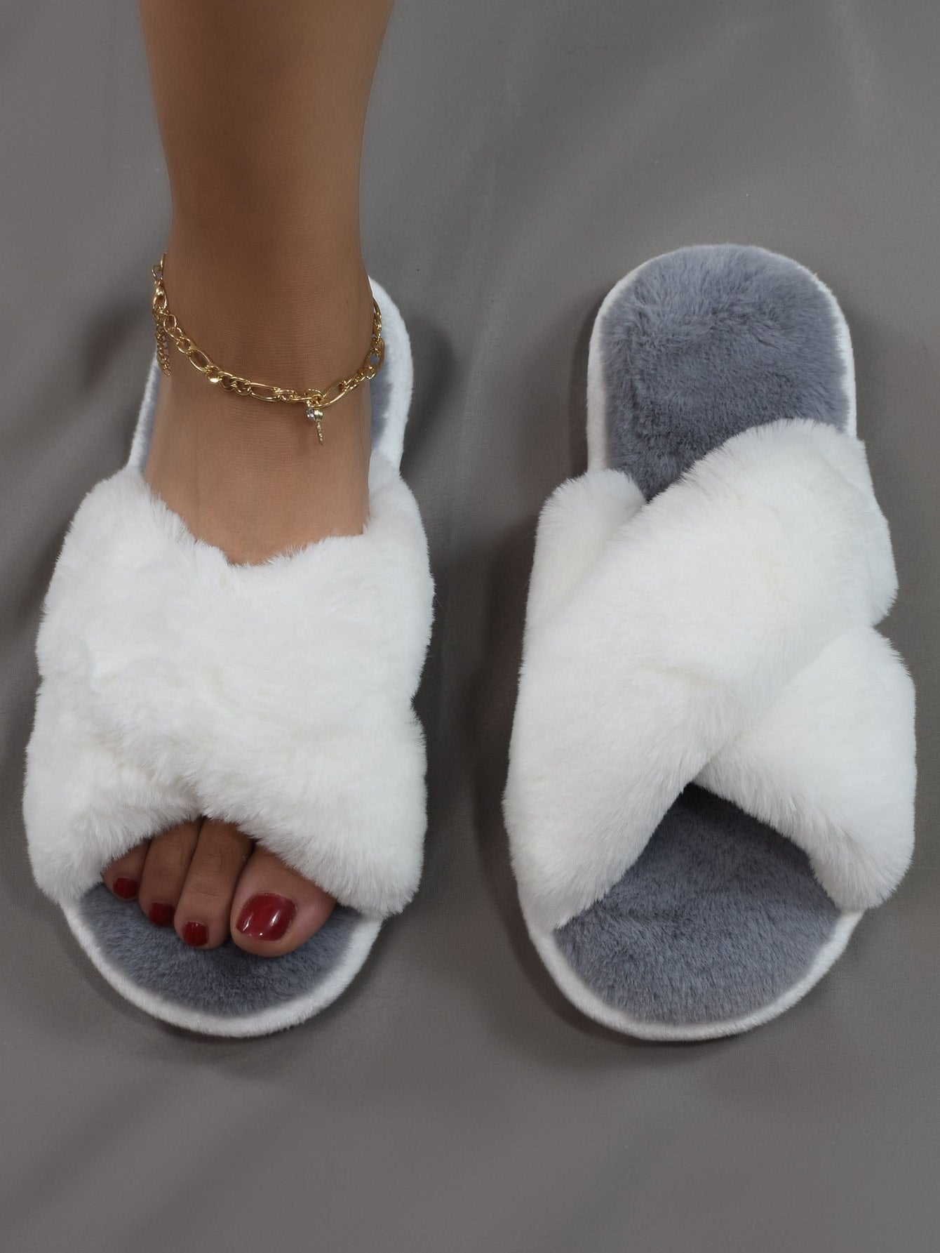 Multi Colour Fluffy Slippers - 2 Colours