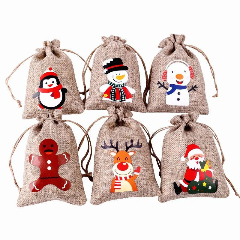 Mini Hessian Christmas Sacks (6)