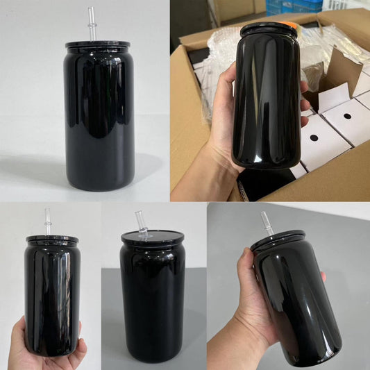 Black Glass Drinking Can