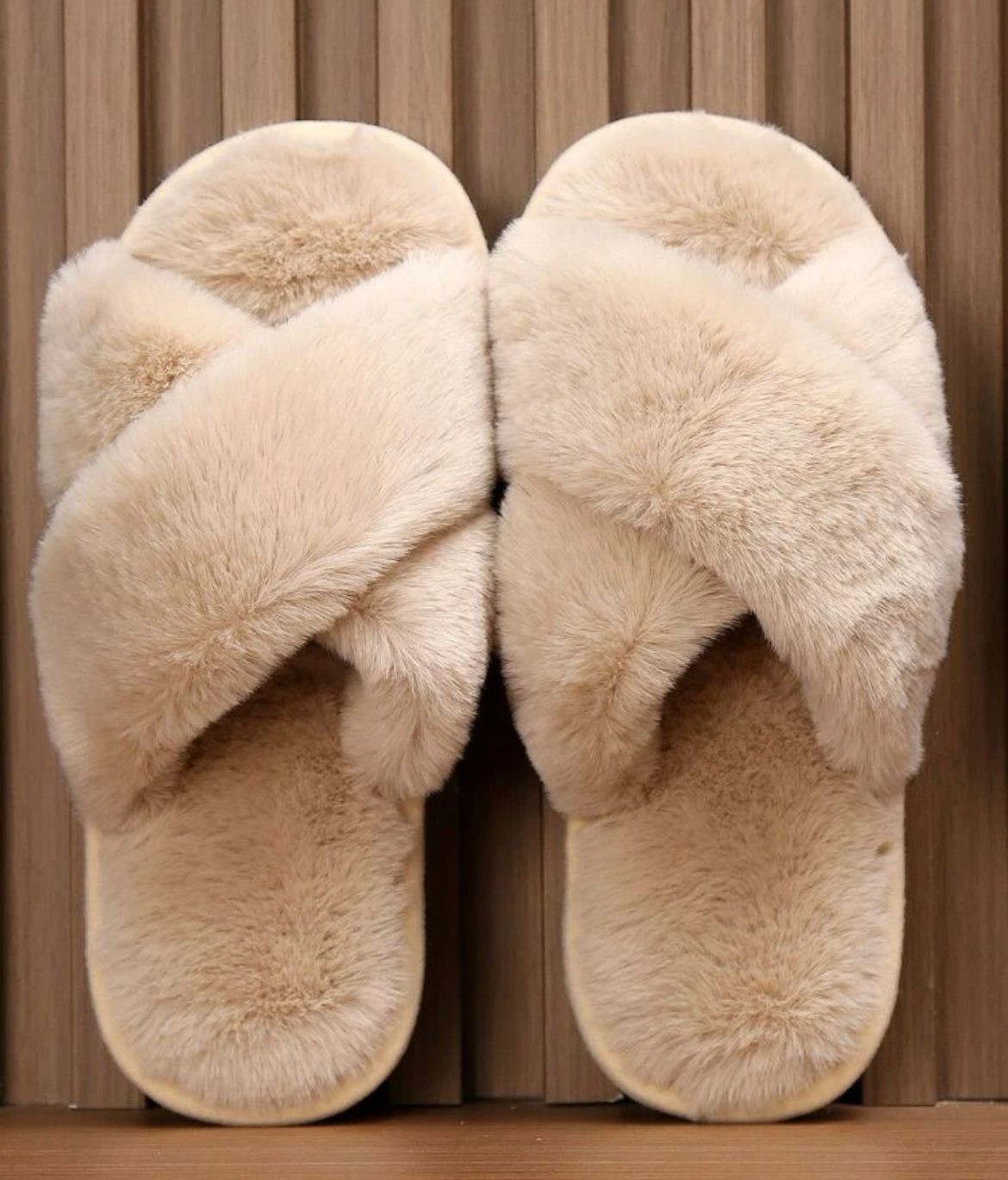 Slippers - cross over fluffy in 5 colours