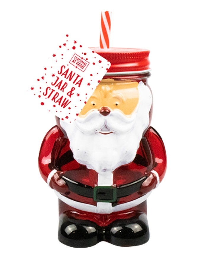 Christmas Character Glass drinking Jar With Straw