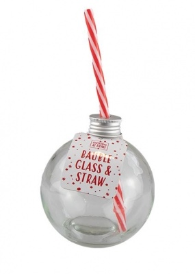 Bauble drinking Glass & Straw